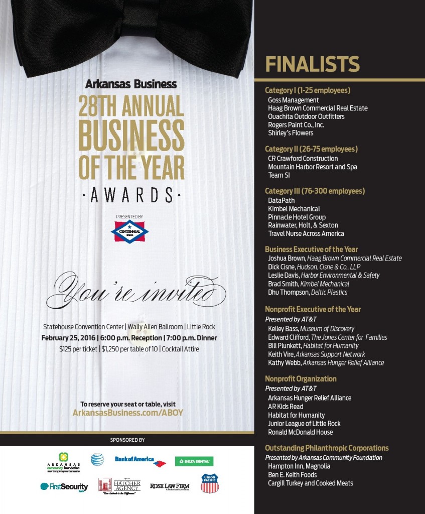 Pinnacle Hotel Group nominated as Finalist for the 28th Annual Arkansas Business of the Year Awards