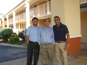 pictured with his sons from left to right: Chet Patel, Hasu Patel, & Dharmin Patel